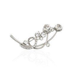 Брошка металева зі стразами Квітка 4.8см (5941)