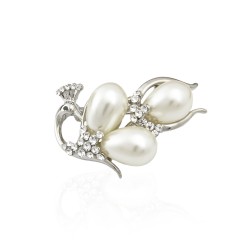 Брошка металева зі стразами Павич 3.7см (5942)