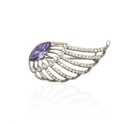 Брошка металева зі стразами Крило 4.3см (6527)
