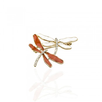 Брошка металева зі стразами Бабки 4см (6529)