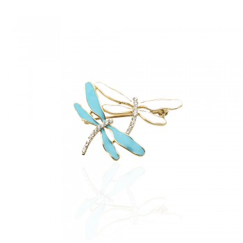 Брошка металева зі стразами Бабки 4см (6529)