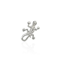 Брошка металева зі стразами Ящірка 2.1см (8048)