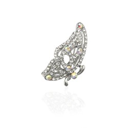 Брошка металева зі стразами Метелик 3.2см (8052)