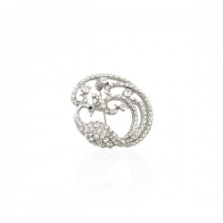 Брошка металева зі стразами Павич 4.9см (8461)