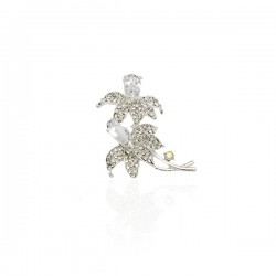 Брошка металлическая со стразами Цветы 5.9см (9927)