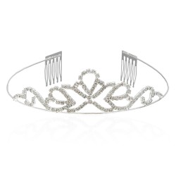 Диадема-обруч с гребнем со старазами металическая 11см (11073)