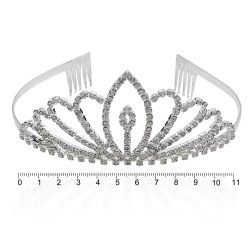 Діадема-обруч із гребенем зі стразами металева 11.9см (12634)