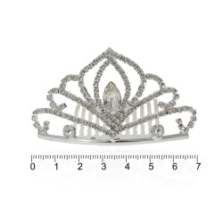 Диадема-гребень со стразами металлическая 8см (14237)