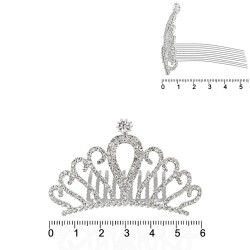 Диадема-гребень со стразами металлическая 6см (15239)