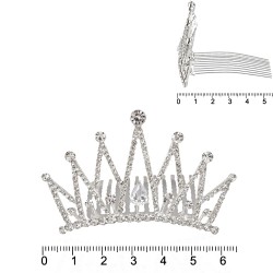Діадема-гребінь зі стразами металева 6.4см (15241)