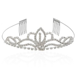 Диадема-обруч с гребнем со старазами металическая 11.5см (9727)