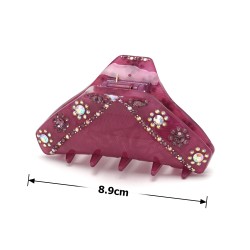 Заколка-краб для волос из французского пластика со стразами (10090)