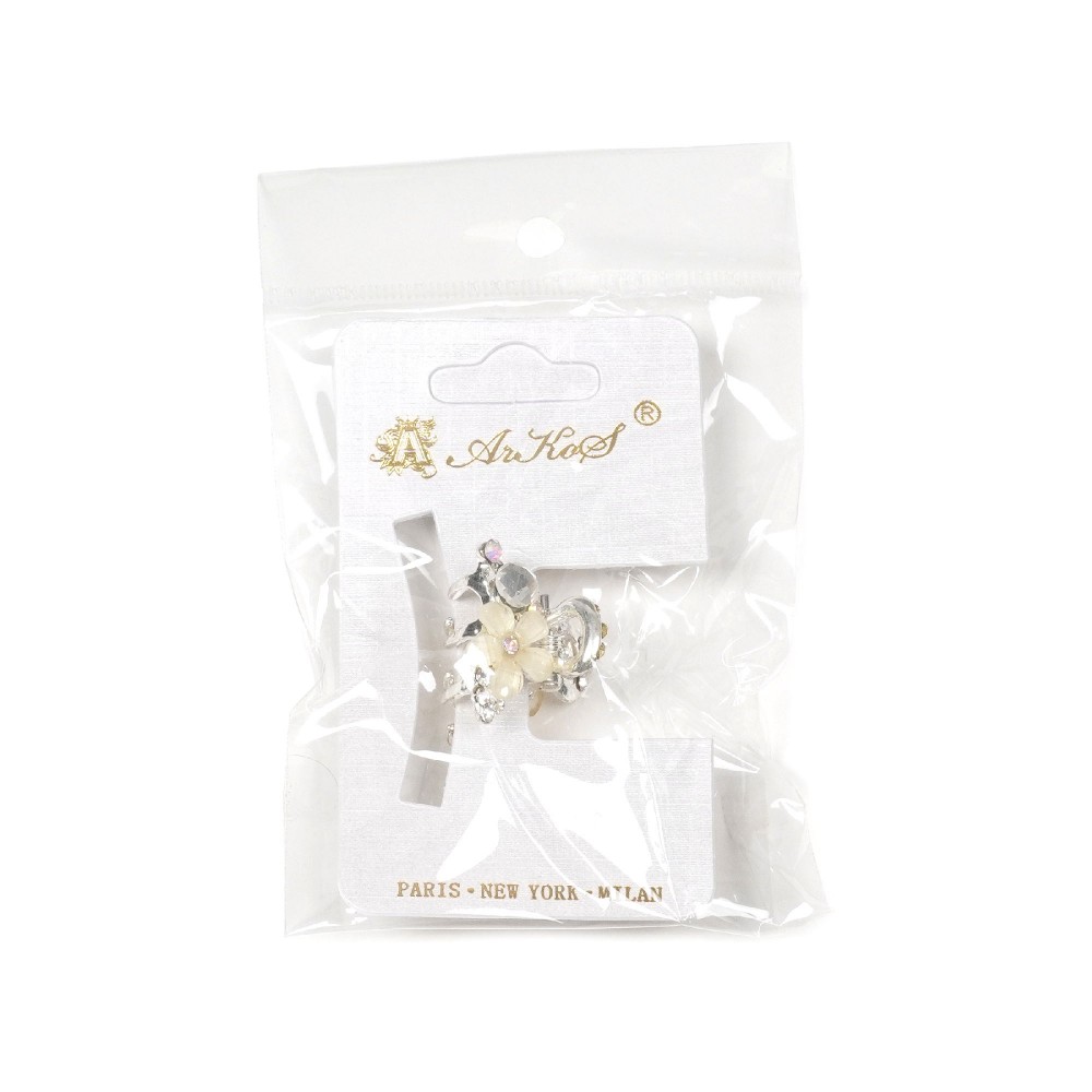 Заколка-краб для волос из металла со стразами 2.4см (10904) 4