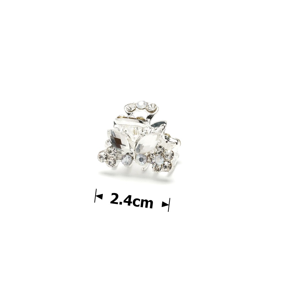 Заколка-краб для волосся з металу зі стразами 2.4см (10906) 2