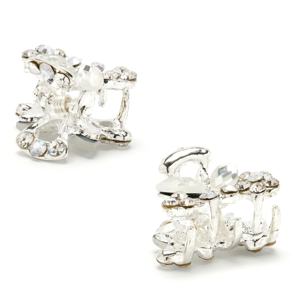 Заколка-краб для волосся з металу зі стразами 2.4см (10906) 3