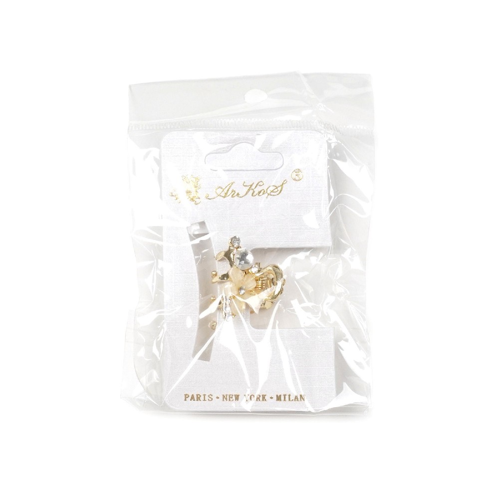 Заколка-краб для волос из металла со стразами 2.4см (10904) 6