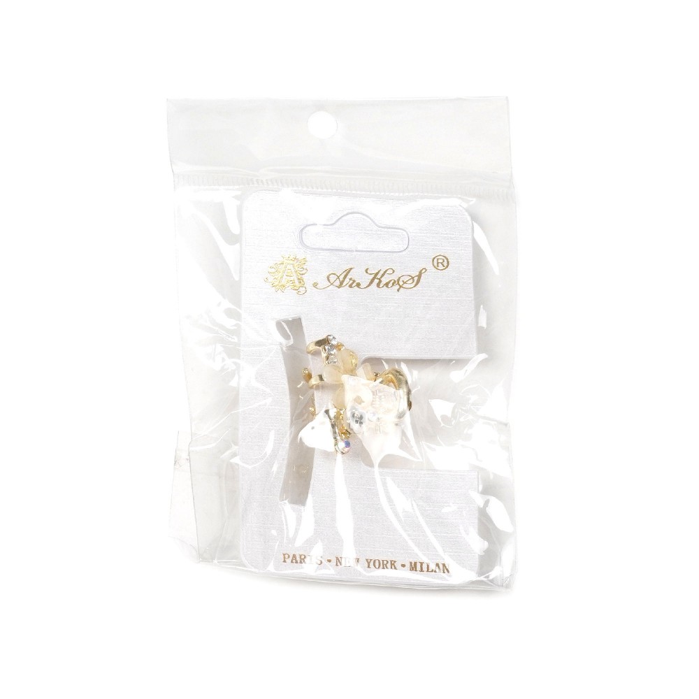 Заколка-краб для волос из металла со стразами 2.4см (10904) 9