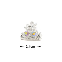 Заколка-краб для волосся з металу зі стразами 2.4см (11221)