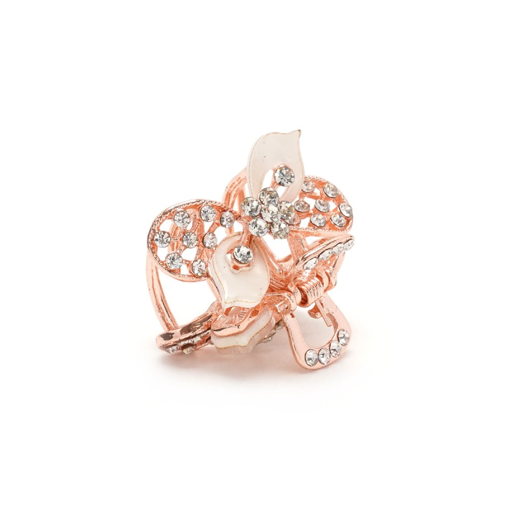 Заколка-краб для волосся з металу зі стразами 3.1см (11487) 2