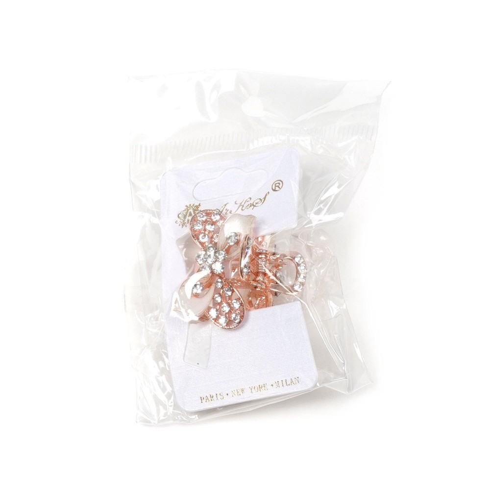 Заколка-краб для волосся з металу зі стразами 3.1см (11487) 4