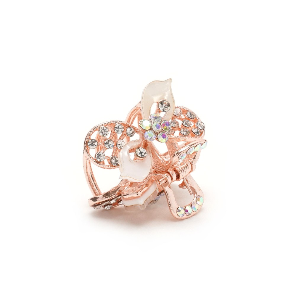 Заколка-краб для волосся з металу зі стразами 3.1см (11487) 6