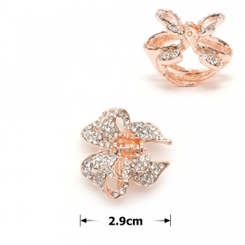 Заколка-краб для волосся з металу зі стразами 2.9см (12196)