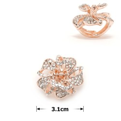 Заколка-краб для волос из металла со стразами 3.1см (12197)