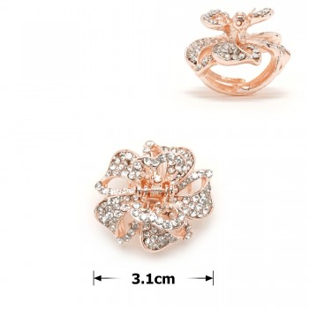 Заколка-краб для волосся з металу зі стразами 3.1см (12197)