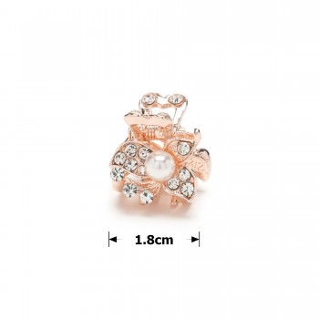 Заколка-краб для волосся з металу зі стразами 1.8см (12241)