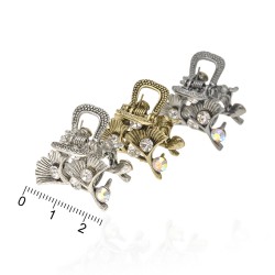 Набір заколок-крабів для волосся 2.5см 12шт графітові сріблясті та золотисті (13363)