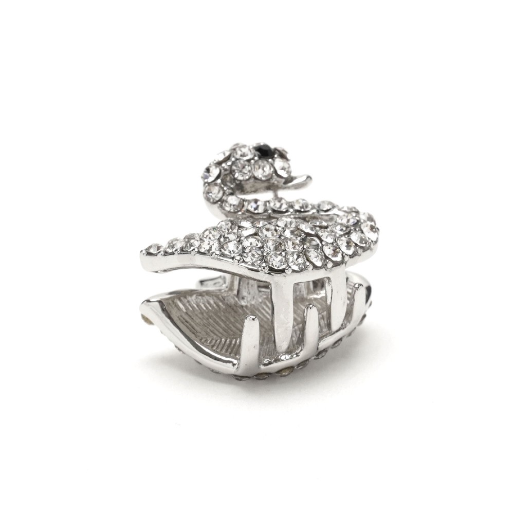 Заколка-краб для волосся з металу зі стразами 2см (13984) 2