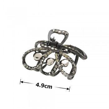 Заколка-краб для волосся з металу зі стразами 4.9см (14026)