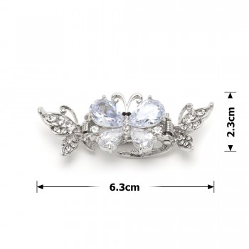 Заколка-краб для волосся з металу зі стразами 6.3см (14035)