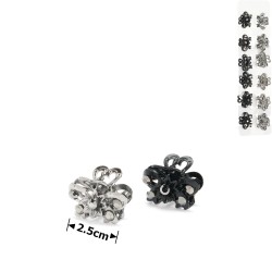 Набір заколок-крабів для волосся 2.5см 12шт графітові та чорні (14785)