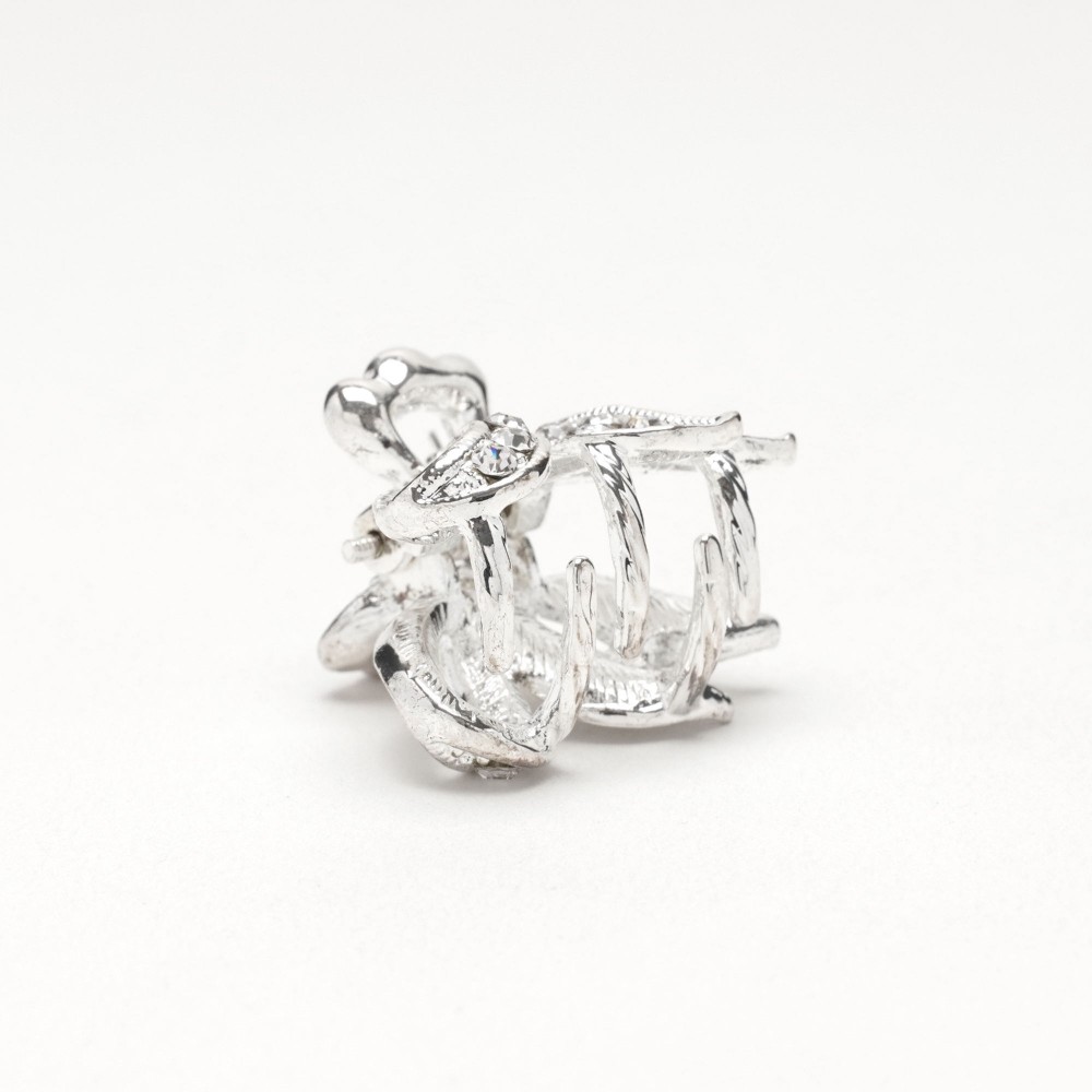 Заколка-краб для волосся з металу зі стразами 2.5см (14803) 3