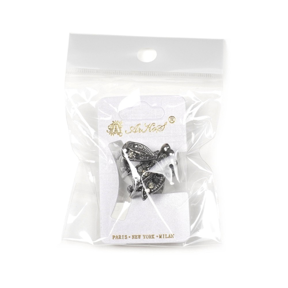 Заколка-краб для волосся з металу зі стразами 2.5см (14803) 15
