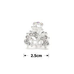 Заколка-краб для волосся з металу зі стразами 2.5см (14807)