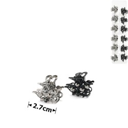 Набор заколок-крабов для волос 2.7см 12шт графитовые и чёрные (14851)