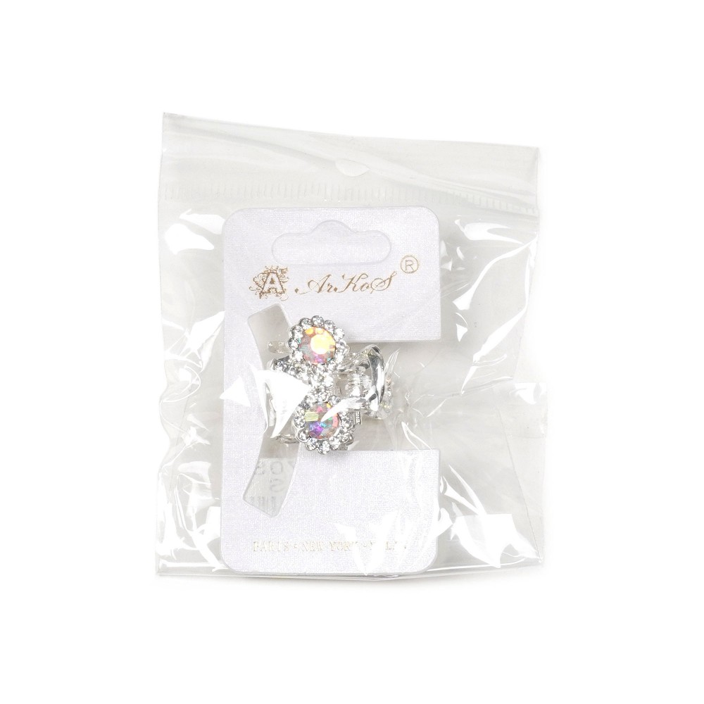 Заколка-краб для волосся з металу зі стразами 2.2см (15068) 5