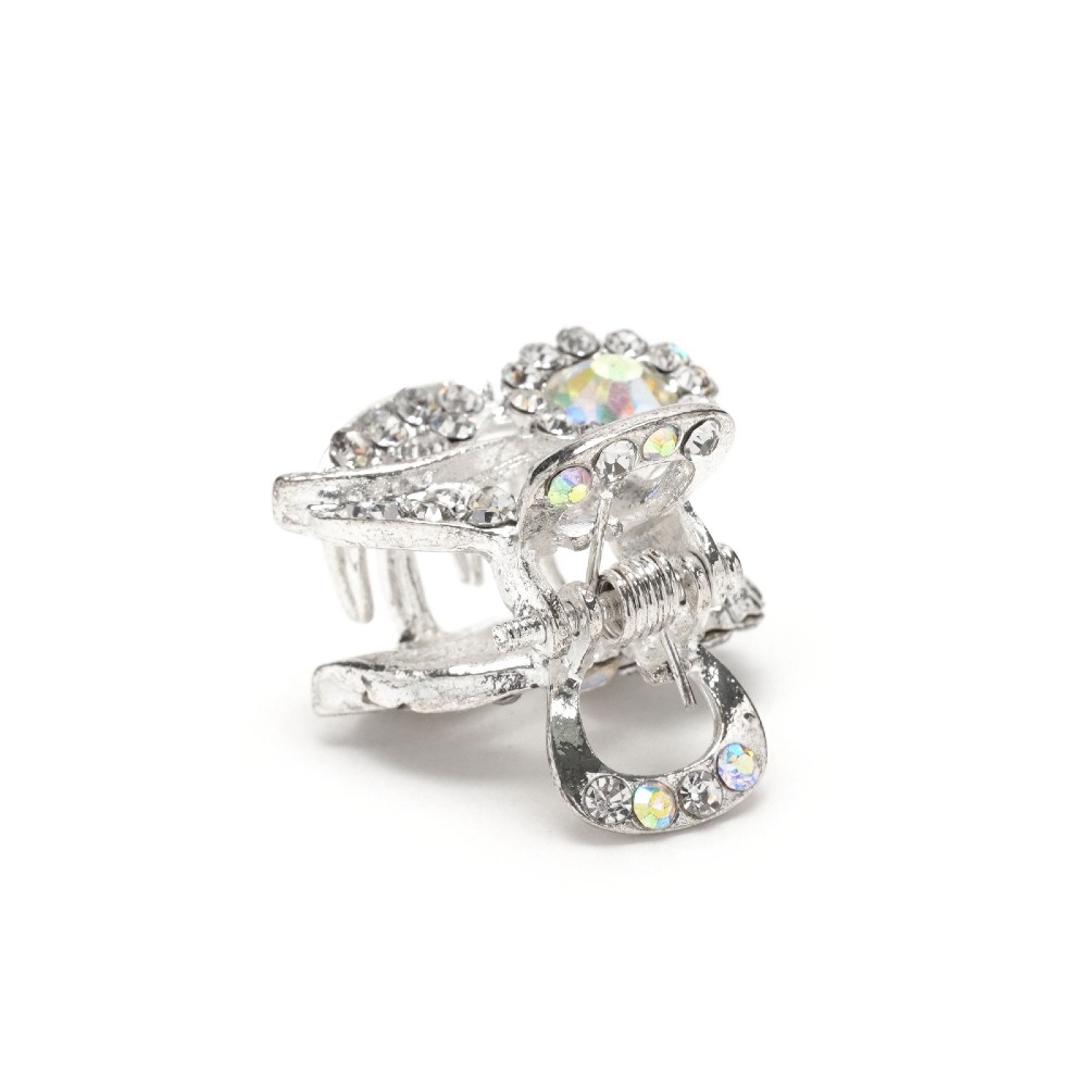 Заколка-краб для волосся з металу зі стразами 2.1см (15071) 3