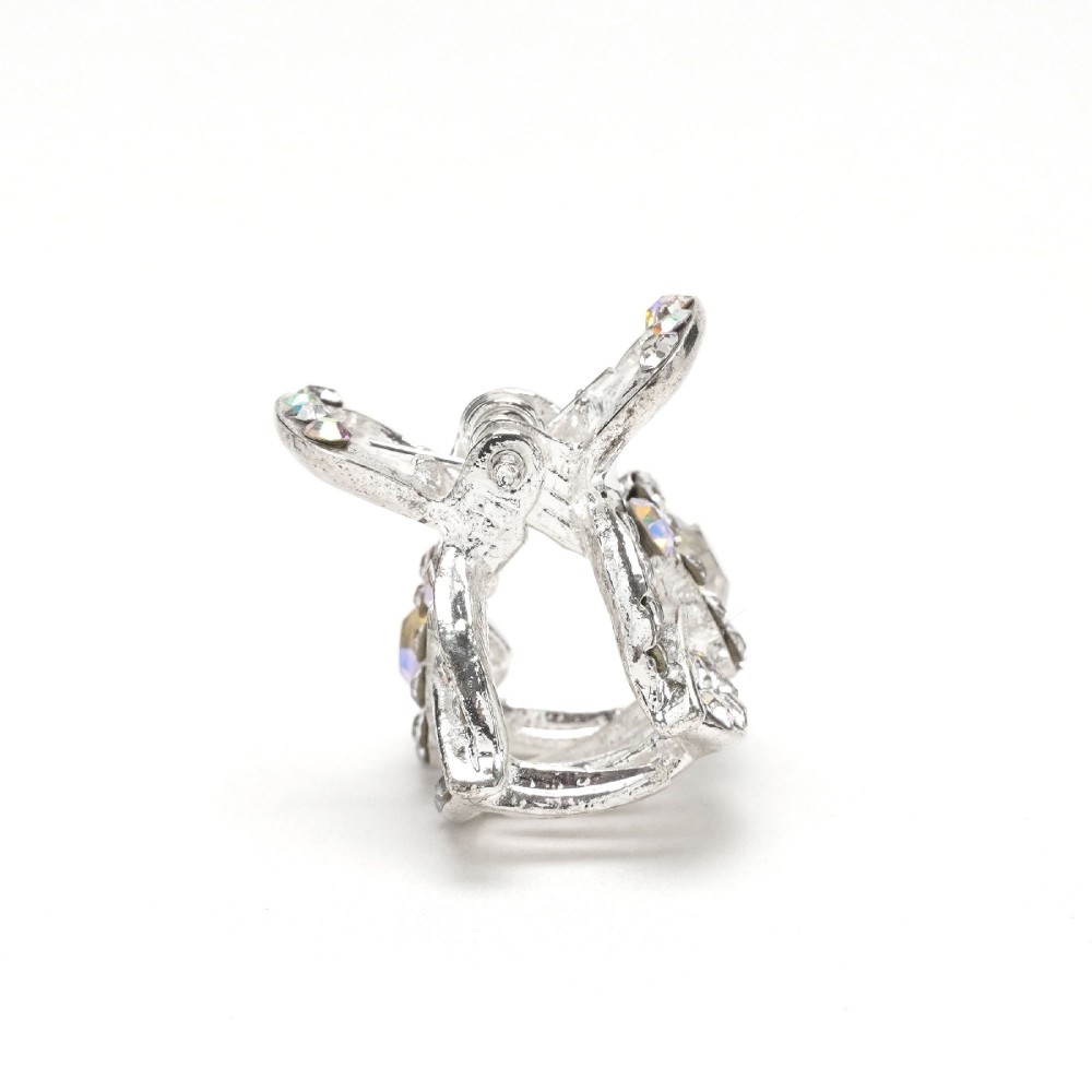 Заколка-краб для волосся з металу зі стразами 2.1см (15071) 4