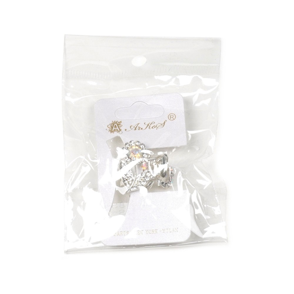 Заколка-краб для волосся з металу зі стразами 2.1см (15071) 5