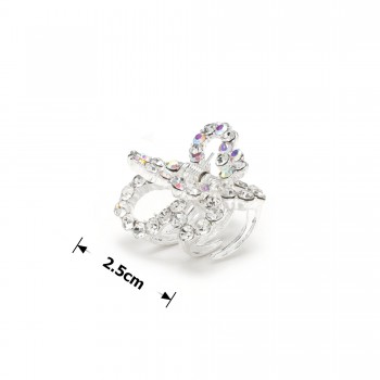 Заколка-краб для волосся з металу зі стразами 2.5см (15078)