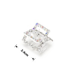 Заколка-краб для волос из металла со стразами 2.4см (15080)