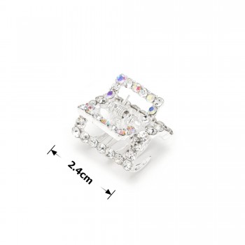 Заколка-краб для волосся з металу зі стразами 2.4см (15080)