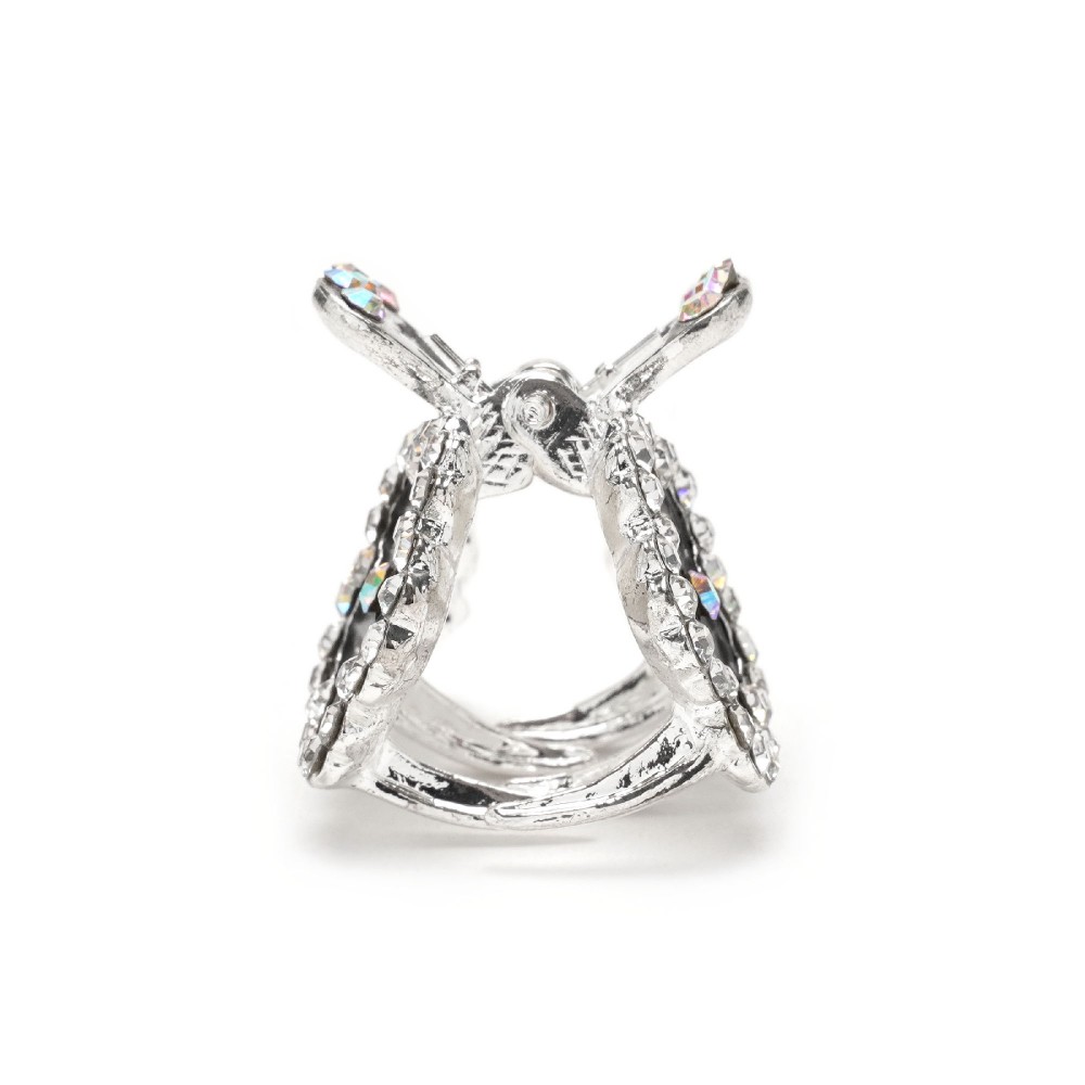 Заколка-краб для волосся з металу зі стразами 2.9см (15088) 4