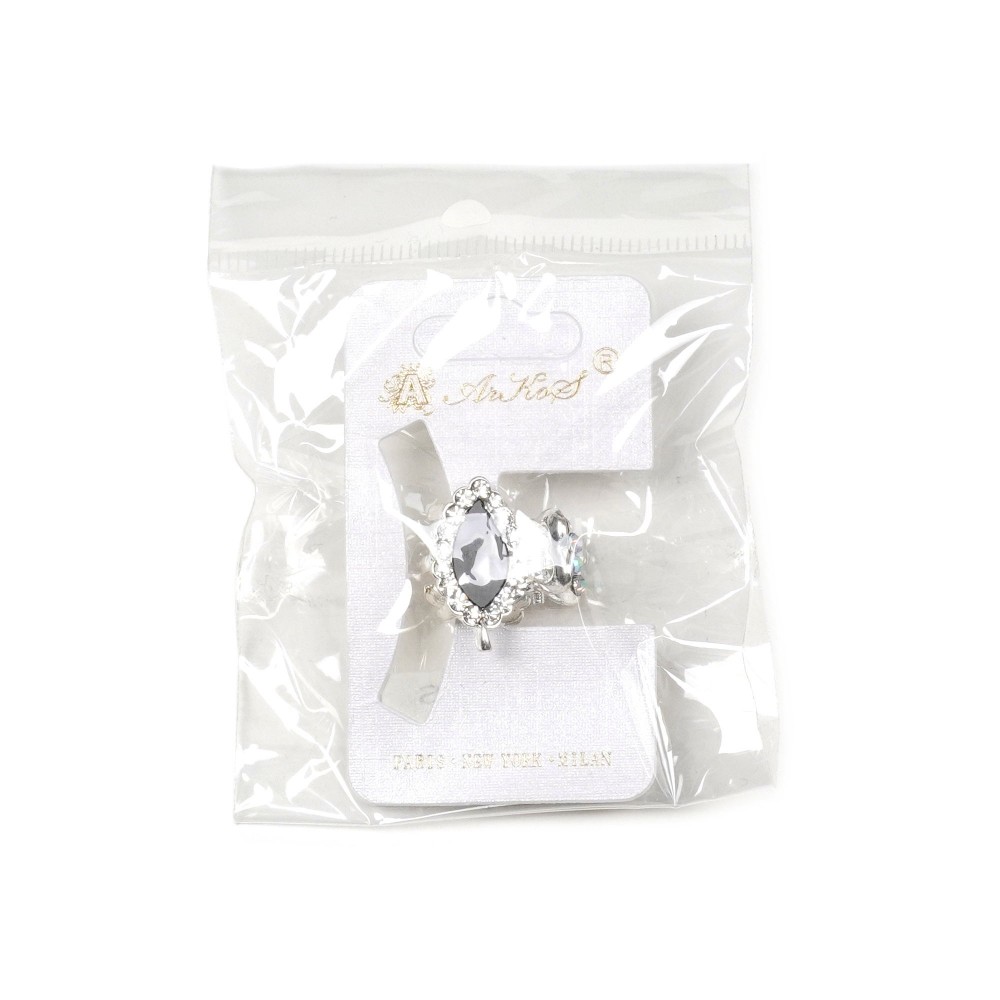 Заколка-краб для волосся з металу зі стразами 2см (15101) 5