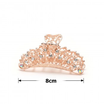 Заколка-краб для волосся з металу зі стразами 8см (15107)