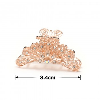 Заколка-краб для волосся з металу зі стразами 8.4см (15110)