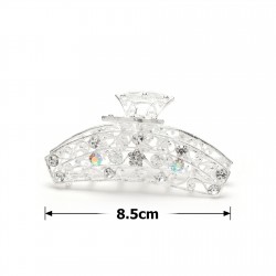 Заколка-краб для волосся з металу зі стразами 8.5см (15114)